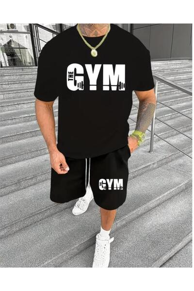 DİVİN Unisex Printed Oversize Top-Bottom Set Bartik Shorts T-Shirt