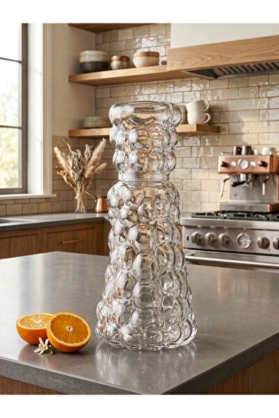 LUXURY Juice Jug with Glass (2 Pieces) with Bubble Design
