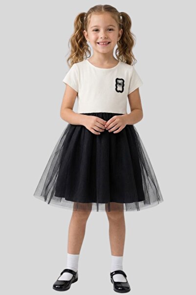 Haribo Girl's Crew Neck Tulle Skirted Casual and Special Occasion Dress