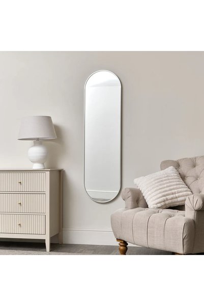 SAHABA Silver Oval Framed Wall Mirror 140cm x 70cm Mirror Without Stand for Bathroom, Bedroom, Living Room