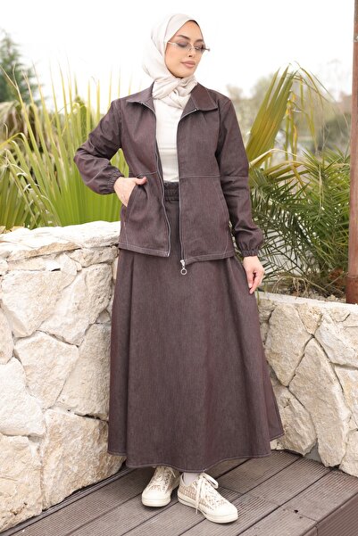 İmajButik Brown Jacket Skirt Suit