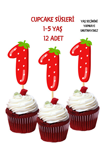 P&B COLLECTION WORKSHOP Cupcake kürdanı çilek temalı çilek kız 1- 5 yaş temal...