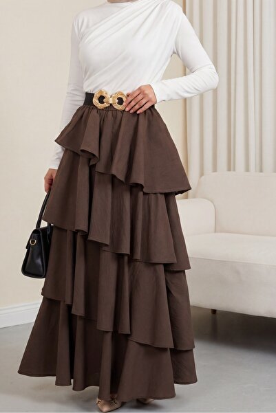 HİJABAYA Ελαστική Φούστα Cupra με Επένδυση και Λάστιχο στη Μέση