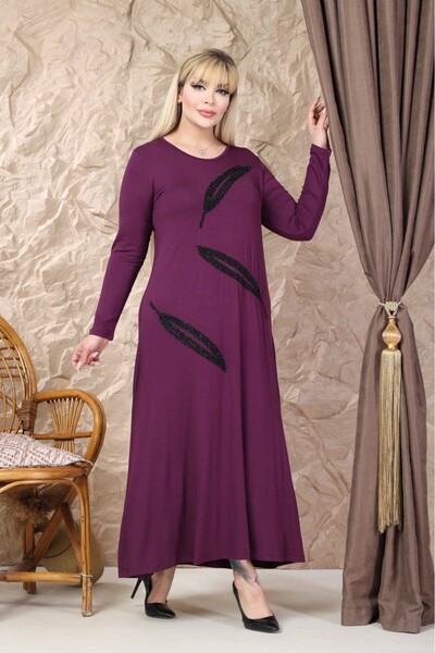 sinemisxxl Lycra Purple Plus Size Dress