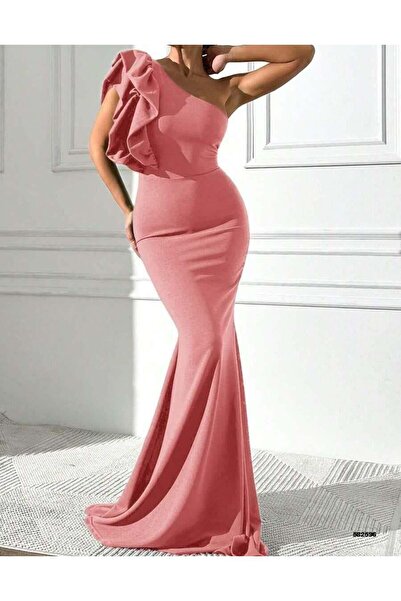 Modafeminen Βραδινό φόρεμα με λεπτομέρεια σε σχήμα ψαριού με βολάν στον έναν ...