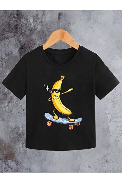 SVART WEAR Μπλουζάκι με στάμπα μπανάνας, 100% βαμβακερό, κοντομάνικο για παιδ...