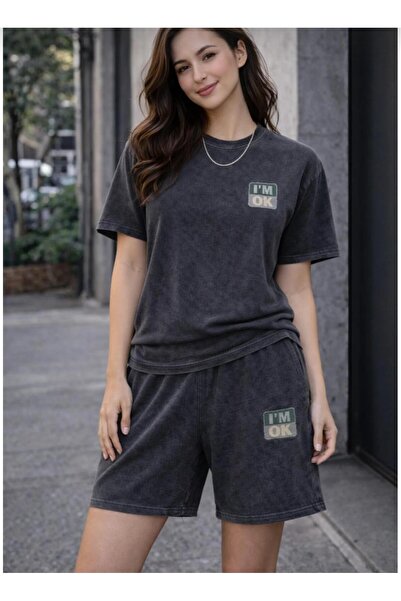 DİVİN UNISEX Σετ μπλουζάκι και σορτς με στάμπα oversize
