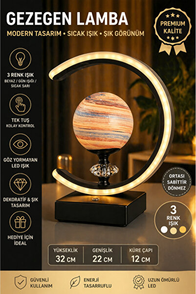 voliX Dizayn Modern LED Gezegen Lamba – USB’li Dekoratif Masa Lambası, Şık Or...