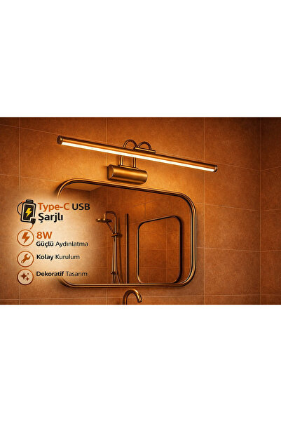 RulTech Sarjlı LED Flüt Resim Aplik | 8W | 3200K Gün Işığı | 50cm | Duvar Tip...