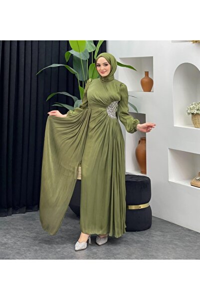 MERVE TESETTÜR Βραδινό φόρεμα Janjan με πέτρες στο πλάι