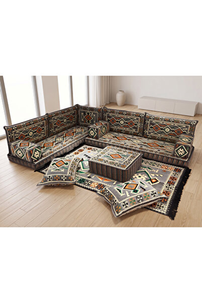 FEYZA DECOR HOME Anadolu Desen Köşe Minderi Seti – Otantik Yer Minderi, Şark ...