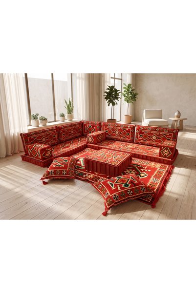 FEYZA DECOR HOME Anadolu Desen Köşe Minderi Seti – Otantik Yer Minderi, Şark ...