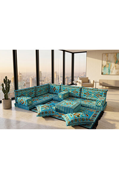 FEYZA DECOR HOME Anadolu Desen Köşe Minderi Seti – Otantik Yer Minderi, Şark ...