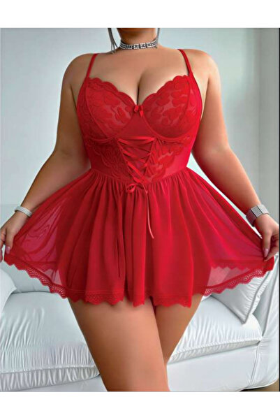 Bleu Petite Σετ νυχτικών και εσώρουχων από δαντέλα και τούλι σε μεγάλο μέγεθος