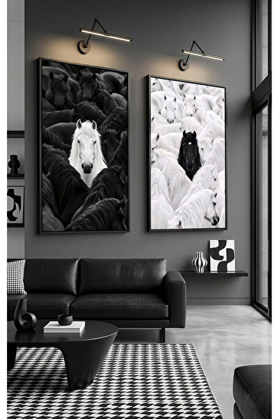 Linacci Διπλός μαύρος μεταλλικός σκελετός με ασπρόμαυρο γυαλί τέχνης αντίθεση...