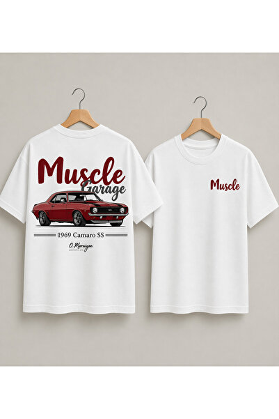 VODEXA Unisex majica prevelikog kroja MUSCLE sa printom, 100% pamuk, udoban kroj