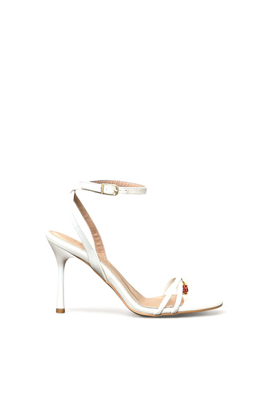 HANZE Women's Sandals High Heel White Strappy with Accessories New Season D3740