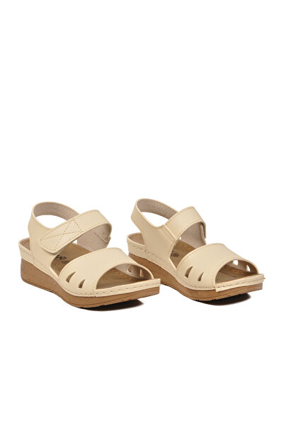 AYAKMOD Sandale cu toc pentru femei Aryan 101-990 Z Beige Anatomical