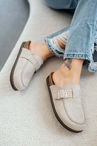 Parponi Γυναικείες παντόφλες Milly από γνήσιο δέρμα σουέτ με κλειστό μπροστιν...