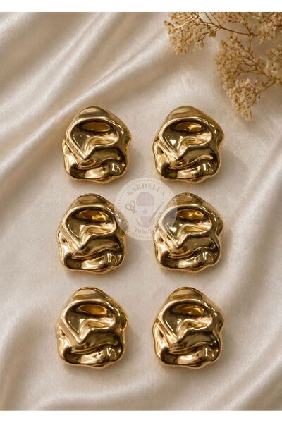 Kardelux Decorative Metalized Curved Buttons-Gold Color-Set of 6-Large Size D...