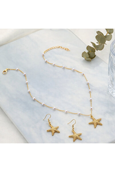 GlaMLo Accessories Σετ κολιέ και σκουλαρίκια με αστερίες