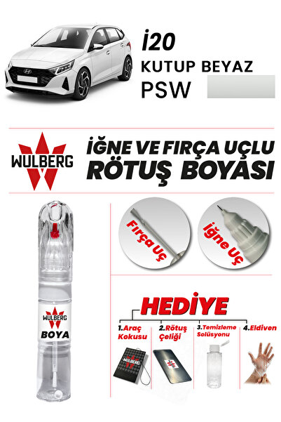 Wulberg Hyundai İ20 Kutup Beyaz PSW Rötuş Boya 25 ml İğne & Fırça Uçlu Kalıcı...