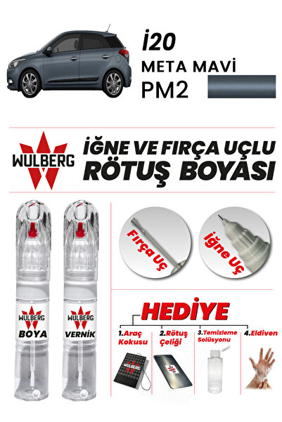 Wulberg Hyundai İ20 Meta Mavi PM2 Rötuş Boya 25 ml + Vernik İğne & Fırça Uçlu...