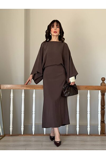 YK FASHION Yırtmaç Detaylı Bağlamalı Elbise