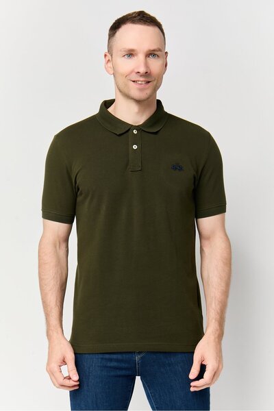 La Martina Men Regular Fit Embroidered Logo Short Sleeve Polo Shirt, Dark Olive