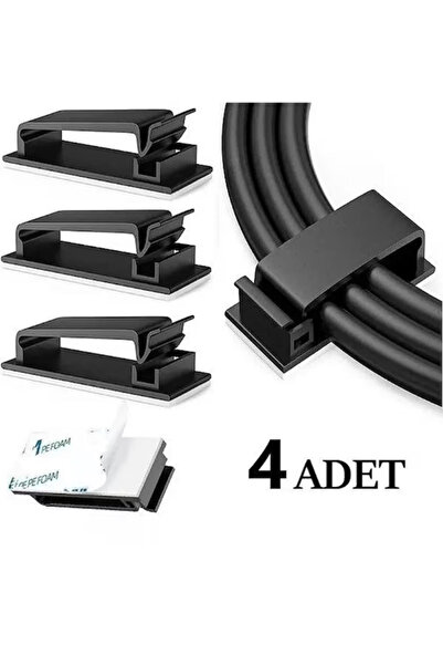 mucit home 4 Adet Çoklu Kablo Düzenleyeci Yapışkanlı Kablo Toplayıcı Masa Kab...