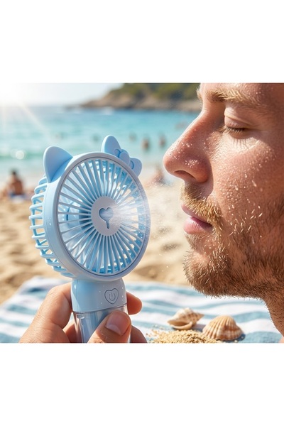 Kuzey Tacı Sevimli Kulaklı Mini El Vantilatörü USB Şarjlı Taşınabilir Yaz Fan...