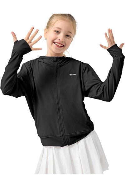 Rolanko Girl's Long Sleeve Summer UV Protection Quick Dry Hood with Thumb Hol...