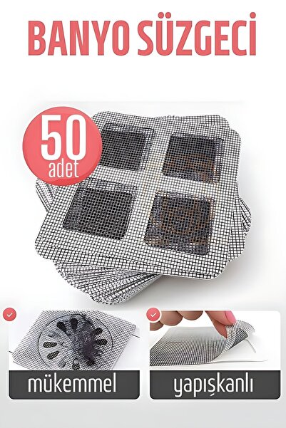 Genel Markalar Banyo Gider Süzgeci 50 Adet Yapışkanlı Filtre, 10x10 cm 722214
