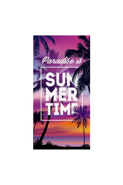 OEM Βαμβακερό Μωβ Λίλα Παλμιέρι "Summer Time" 150x75εκ.