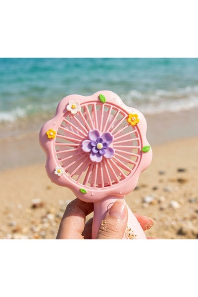 Kuzey Tacı Papatya Tasarımlı Mini El Vantilatörü USB Şarjlı Çiçekli Fan | Çoc...