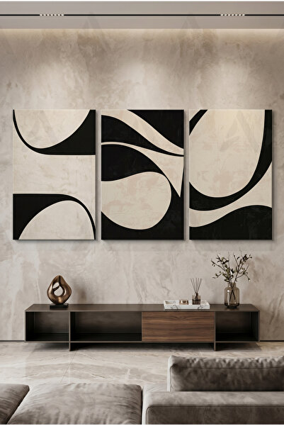 Artease 3-Piece Black and White Abstract Art Canvas Painting Set