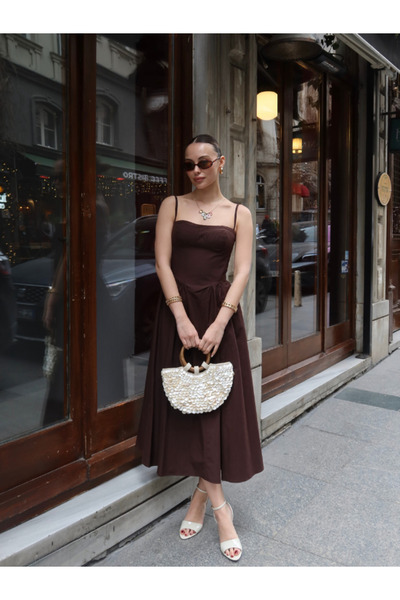 thelowely Φόρεμα ποπλίνας με λαιμόκοψη καρδιά