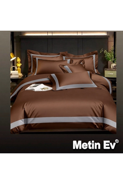METİNEV 100% Cotton Satin 6 Piece Double Premium Duvet Cover Set