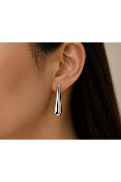 POYASE Drop Shape Earrings Gold Color Silver Color 5 cm Long Minimal Stylish Earrings