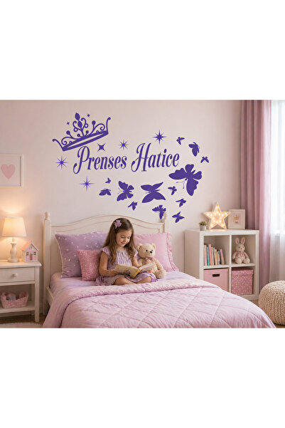 DHELEKTROMARKET Kişiye Özel Prenses İsimli Duvar Sticker Taç Figürlü Çocuk & ...