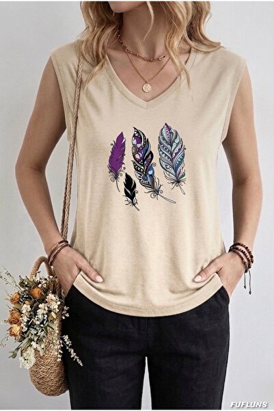 FUFLUNS ΓΥΝΑΙΚΕΙΟ ΑΜΑΝΙΚΟ ΜΠΛΟΥΖΑΚΙ OVERSIZE ΜΕ ΣΧΕΔΙΑΣΜΕΝΑ ΦΤΕΡΑ ΚΑΙ ΣΤΑΜΠΕΣ