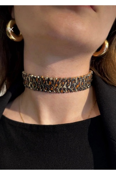Takıştıtak Leopar Desenli Chocker Kolye