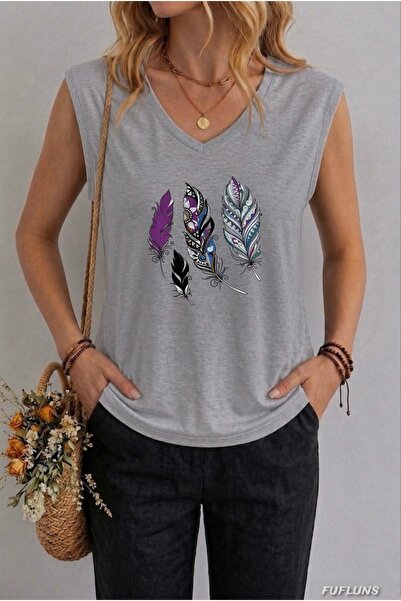 FUFLUNS ΓΥΝΑΙΚΕΙΟ ΑΜΑΝΙΚΟ ΜΠΛΟΥΖΑΚΙ OVERSIZE ΜΕ ΣΧΕΔΙΑΣΜΕΝΑ ΦΤΕΡΑ ΚΑΙ ΣΤΑΜΠΕΣ