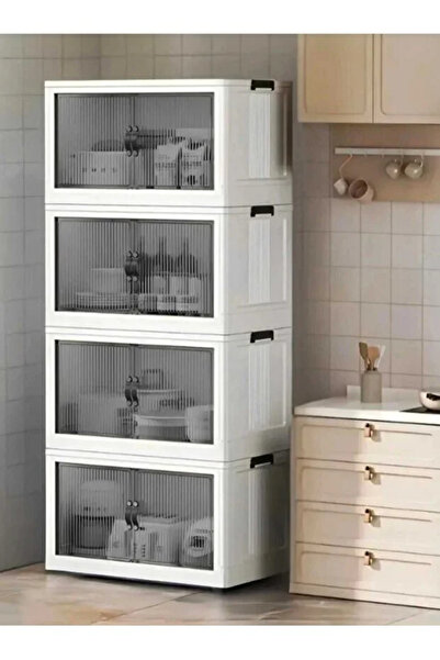 tanyrstore 4 KATLI PORTATİF DOLAP ORGANİZER-İSTİFLENEBİLİR MUTFAK VE KİLER DO...