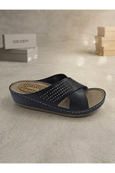 Babetty Gezer 3991 Μαύρες άνετες καθημερινές παντόφλες μαμάς με σόλα μασάζ