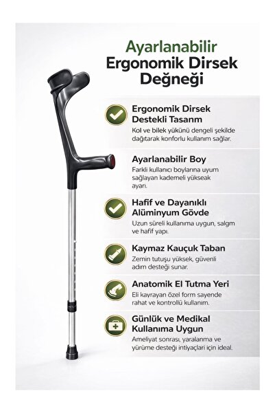 FİXFLEX Kanedyen Koltuk Değneği (Siyah) (Çift)