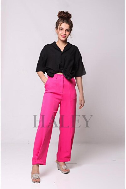 HALEY Women's Pleated Fabric High Waist Palazzo Pants