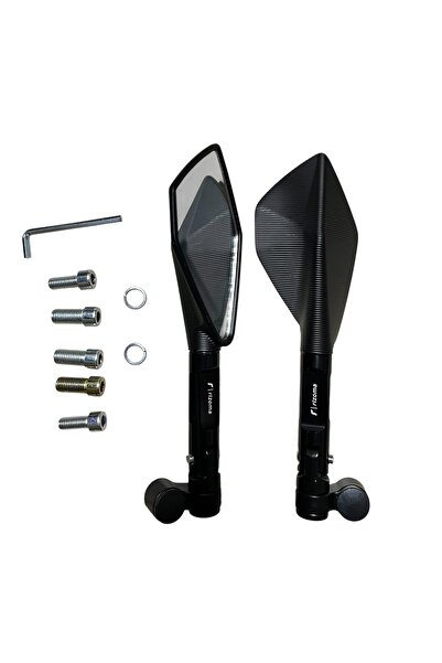 MOTORKİT MK SİYAH RİZOMA UNİVERSAL MOTOSİKLET SPOR AYNA TAKIM CNC [TÜM MODELL...