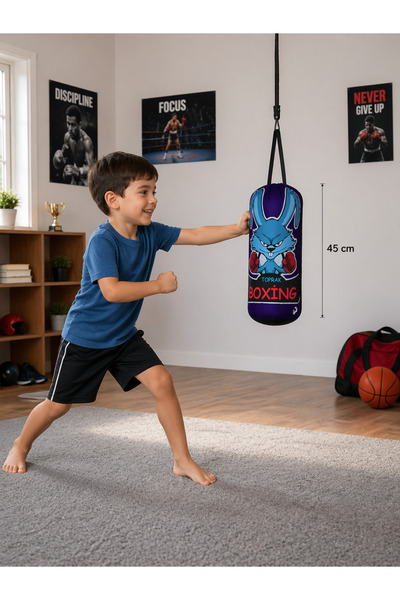 TOPRAK SPORT Çocuk Boks Torbası 45 cm Askılı Ev Tipi – Enerji Atma & Koordina...