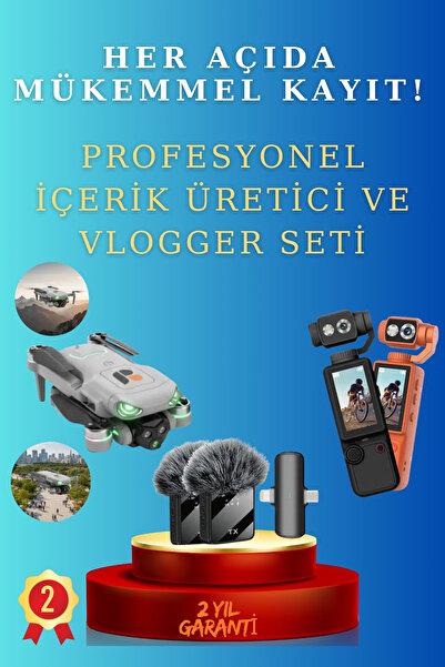 SAYARMARKT 3'lü Full Prodüksiyon Seti: 4K Kamera, Ekranlı Kumandalı Drone ve ...
